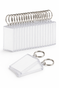 Pack of 50 blank clear rectangular photo keyrings with metal rings